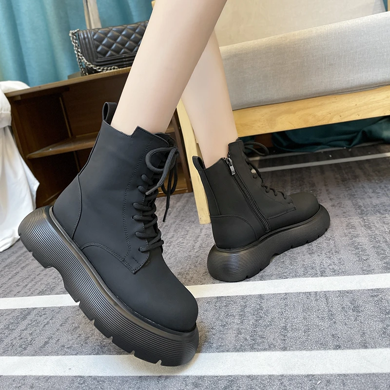 

Platform Women Boots Winter Casual All-match Comfortable Side Zipper Warm Ankle Boots Female Non-slip Botas Female Women Shoes