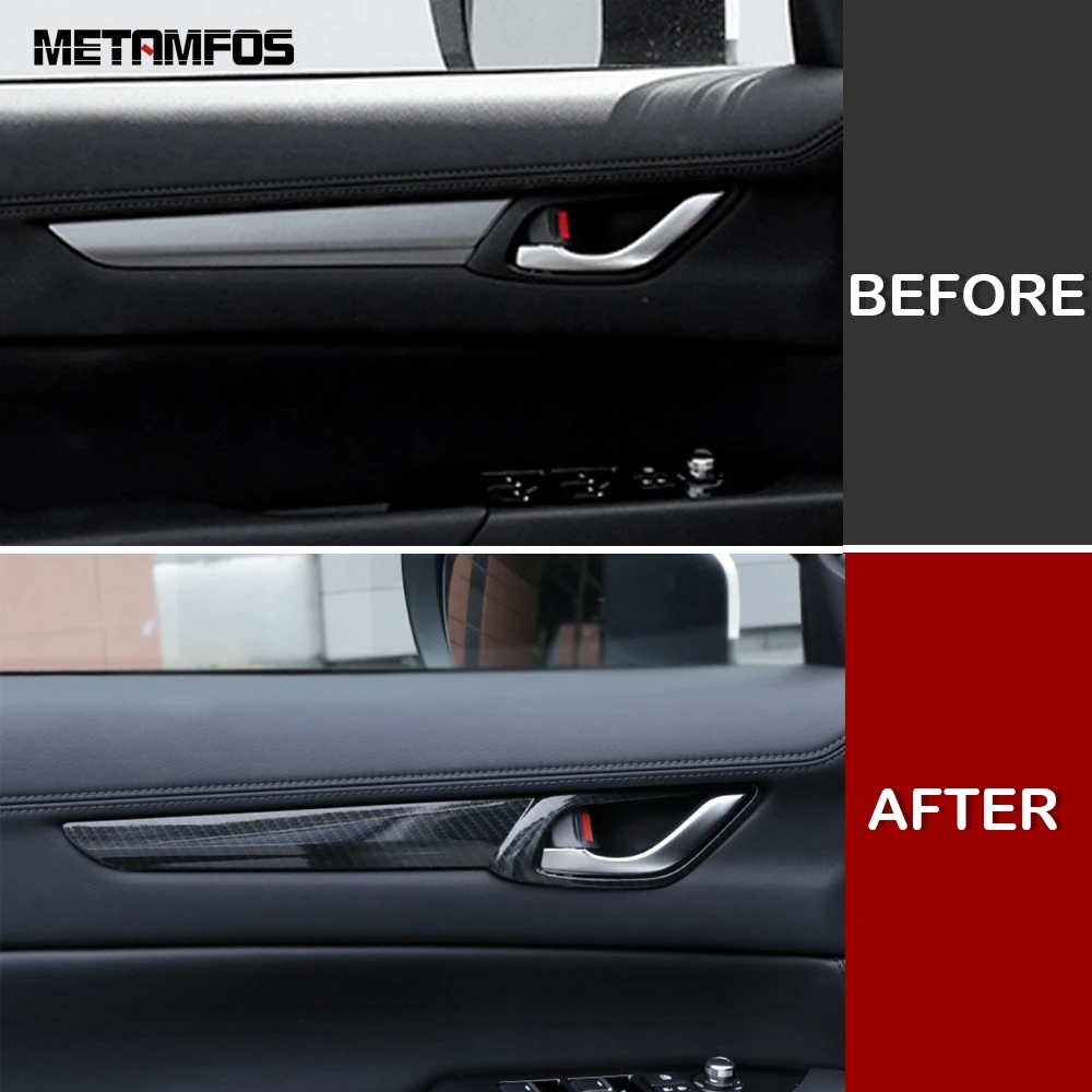For Mazda CX-5 CX5 KF 2017-2021 2022 Carbon Fiber Inside Door Handle Bowl Cover Molding Trim Interior Accessories Car Styling