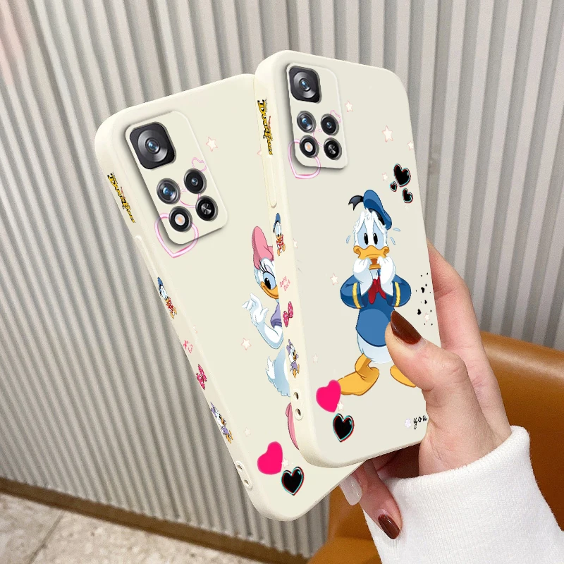 

Disney Donald Duck Minnie Phone Case For Redmi Note 12 11 11S 11T 10S 10 9S 9T 9 8T 8 Pro Plus 5G Liquid Left Rope Cover