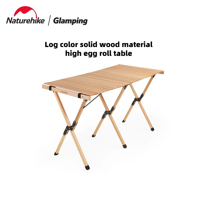 

Naturehike Outdoor Camping Folding Egg Roll Table Home Self-Driving Tour Wooden Barbecue Picnic Table 122x60x43cm NH19JJ009