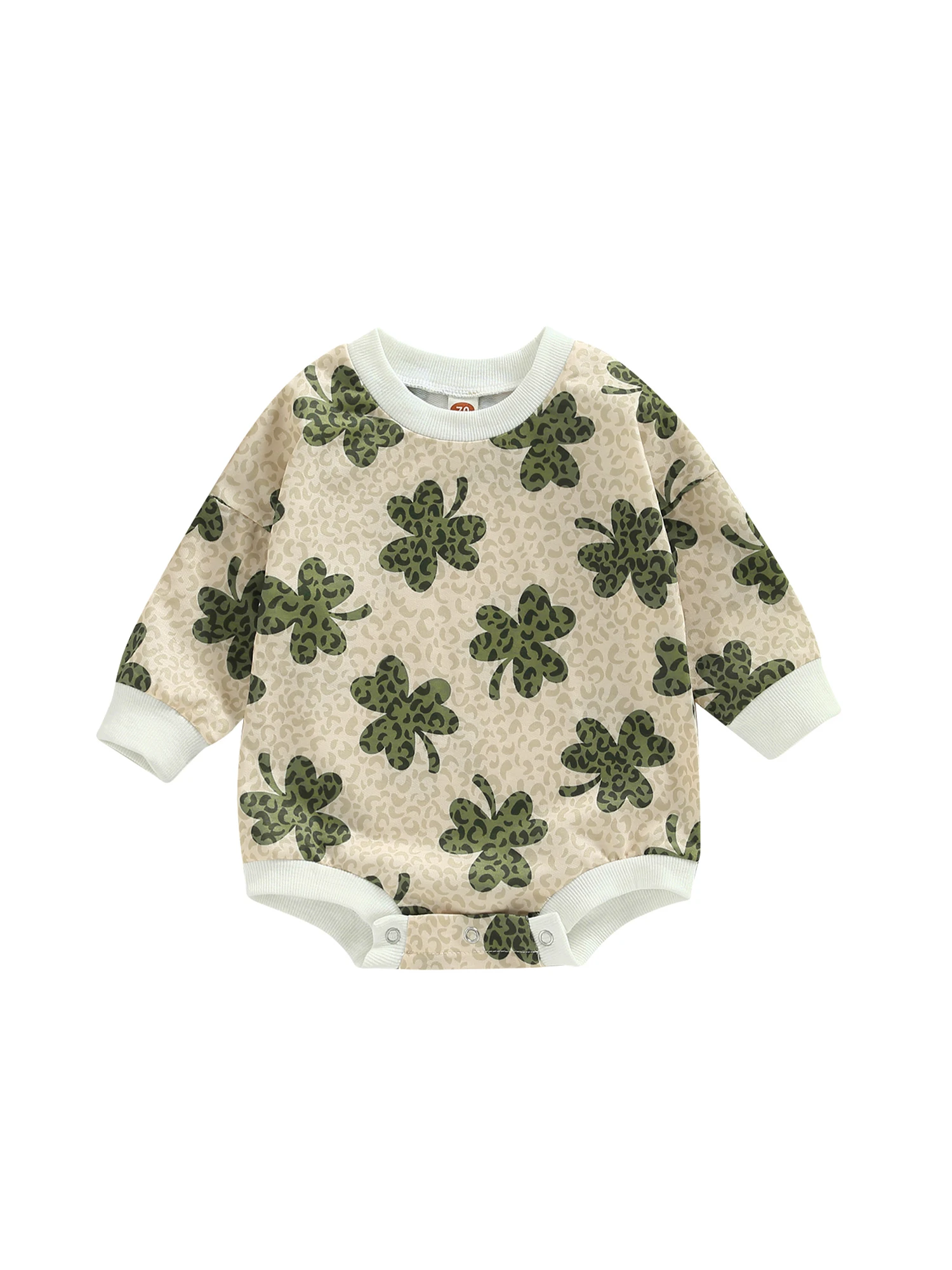 

Infant Girls Boys Sweatshirt Romper Green Clover Long Sleeve Jumpsuits Baby Baggy Top Bodysuits