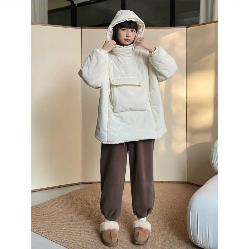 Winter Coat for Women Coats Jackets Hooded Sweatshirt Down Cotton Jacket Korean Fashion Warmth Large Pockets New