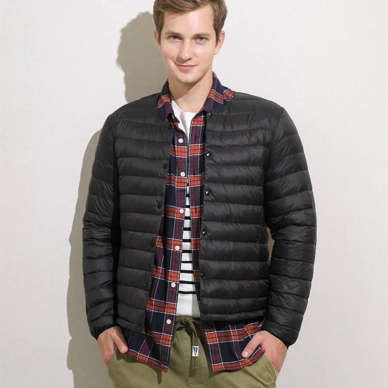 Men Winter 2022 New Light Down Jacket Men's V-neck Down Warm Inner Underpin Round Neck Thin Coat Down Vest for Men's Duck Down