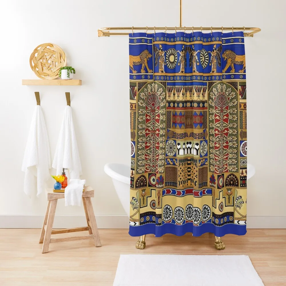 Занавеска для душа в стиле древнего ассириана