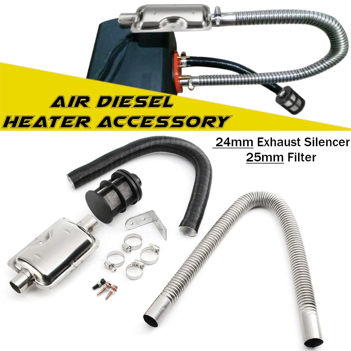 

Diesel-Parking Heater 24mm Exhaust-Silencer 25mm Filter Exhaust Air Intake Pipe Hose Line for Eberspacher
