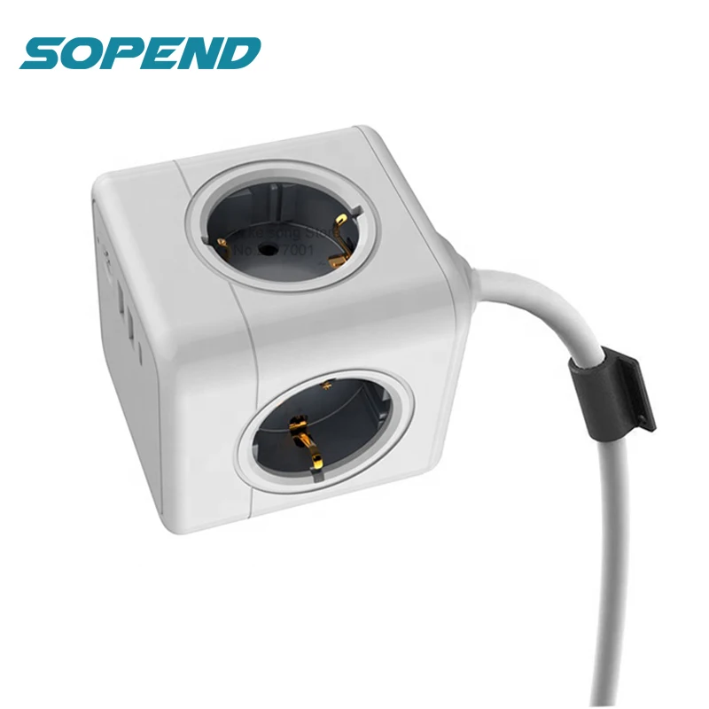 

Sopend Eu Power Strip with Switch 2 Usb Type C Multi Socket 1.5m Extension Cord Surge Protector Plug 4 AC Outlet Desktop Stand