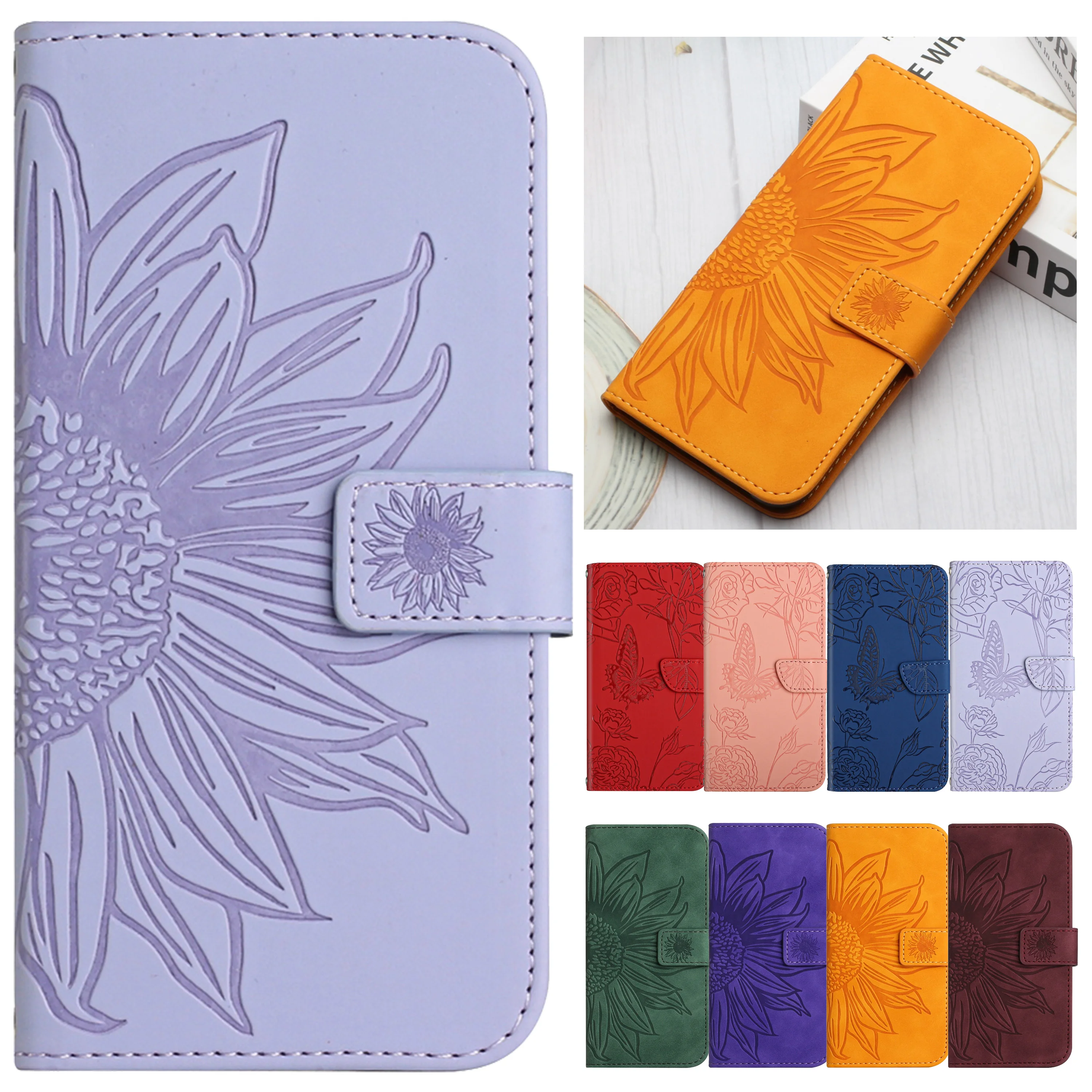 

Etui Galaxi A23E Wallet Phone Book Case for Funda Samsung Galaxy A23E A23S Cases 3D Sunflower Butterfly Flip Leather Back Cover