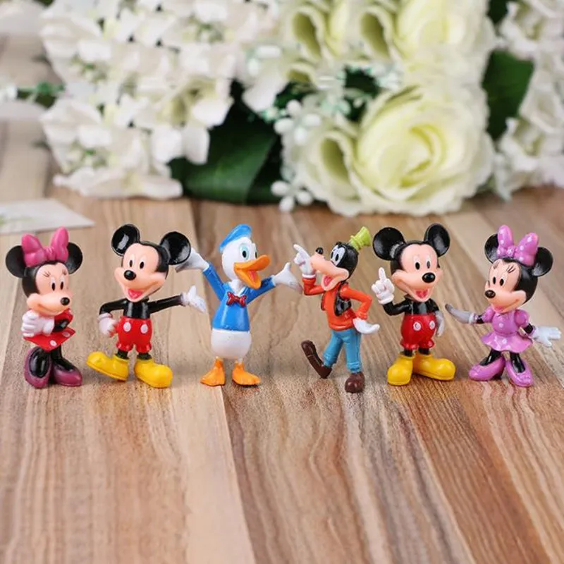

6PCS Disney Figures Mickey Mouse Minnie Mouse Clubhouse Birthday Party Cake Decoration PVC Action Figures Toys for Children DS10