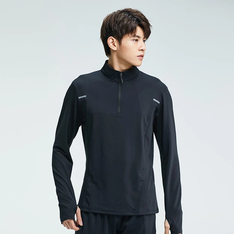 Fashion Sports Shirt Mens Tennis Shirts Quick Dry Sports Long Sleeves Autumn Gym Breathable Running T-shirts For Men With Zipper