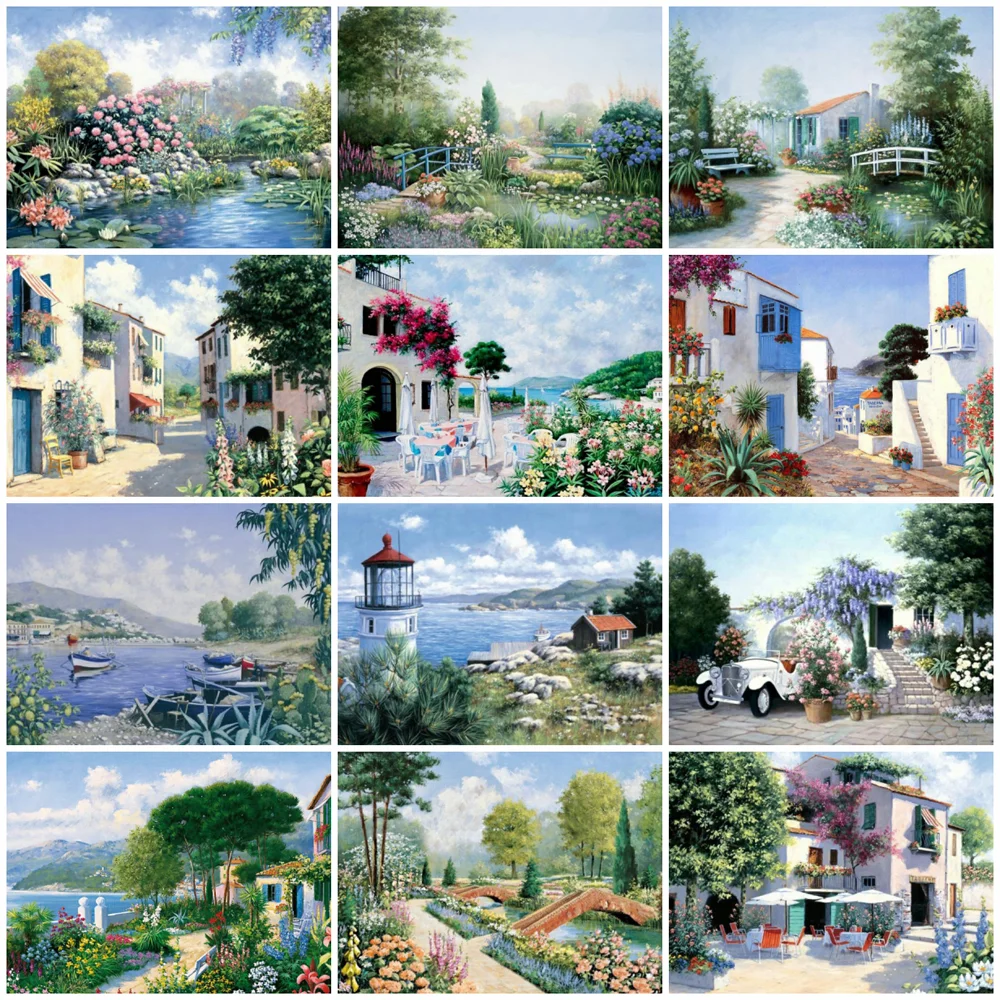 

Алмазная живопись с пейзажем HUACAN, 5D «сделай сам», полная вышивка, Наборы для творчества, мозаика с деревом, украшение для дома