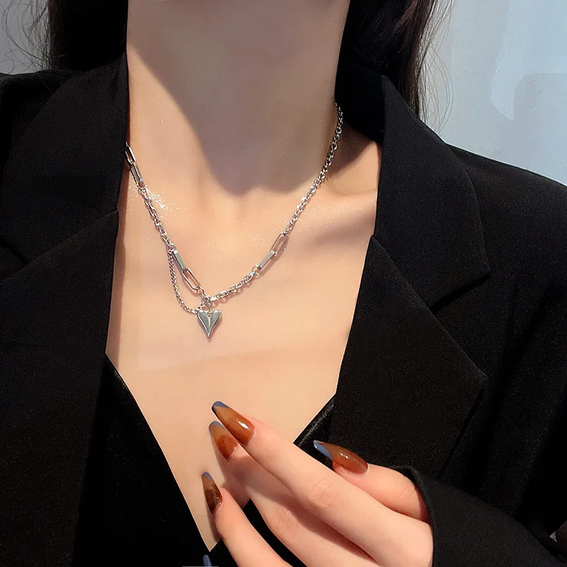 

Оптовая продажа, простое ожерелье Love из титановой стали, уникальный дизайн, простроченная цепочка, модный чокер в нормкор стиле