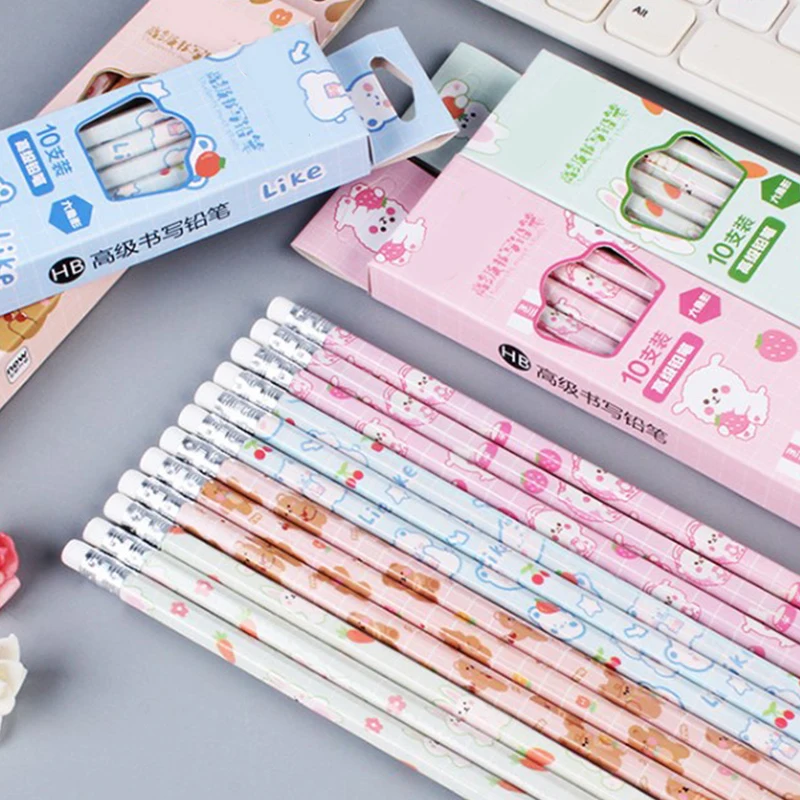 Set Korean Kawaii Stationery Pencils For Children School Writing Drawing Art Supplies