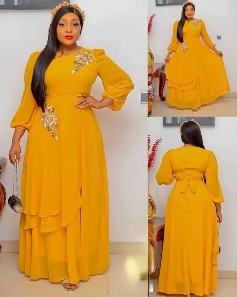 

Summer African Dresses for Women 2022 Embroider Chiffon Abayas Dubai Kaftan Long Maxi Dress African Clothes Robe Africaine Femme