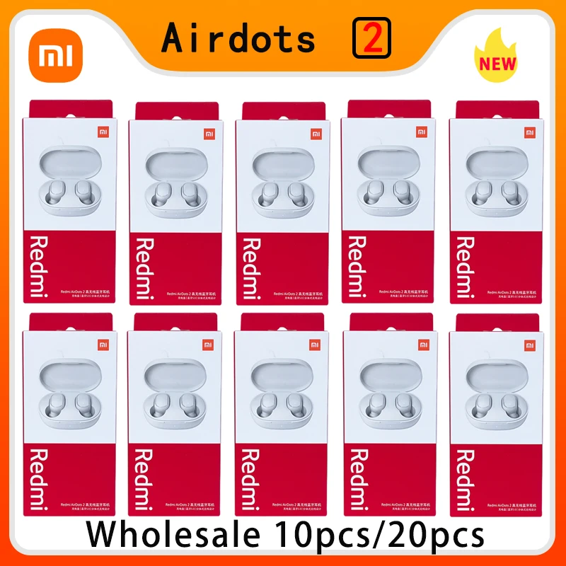 

10pcs Original Xiaomi Redmi Airdots 2 White TWS Earphone Wireless BT Auto Pairing Headset Noise Reduction With Mic Earbuds
