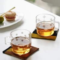 original design wave dot cross pattern high temperature resistant transparent glass water cup small fresh cup