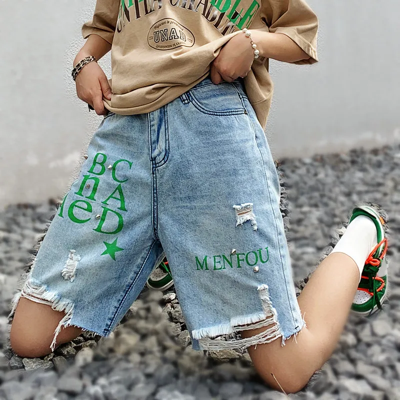 

With Belt New Candy Color Summer Womens Denim Jeans Gradiant Shorts Streetwear Jeans Feminino Harem Pants Denim Trousers NZ61