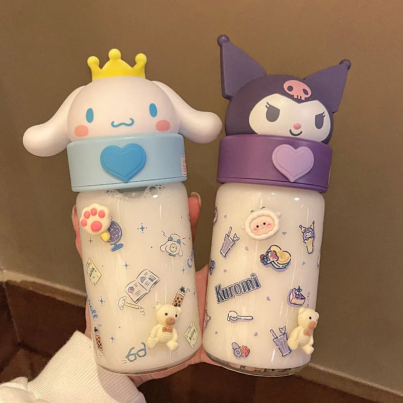 

Kawaii Sanrio Kuromi чашка для воды мультфильм My Melody Cinnamoroll помпон пурин Студенческая уличная спортивная портативная стеклянная бутылка подарок для детей