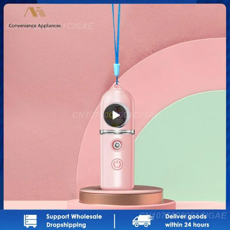 

30ml Facial Sprayer Humidifier Silica Gel With Atmosphere Light Nano Water Supplement Instrument Visual Water Tank Pink