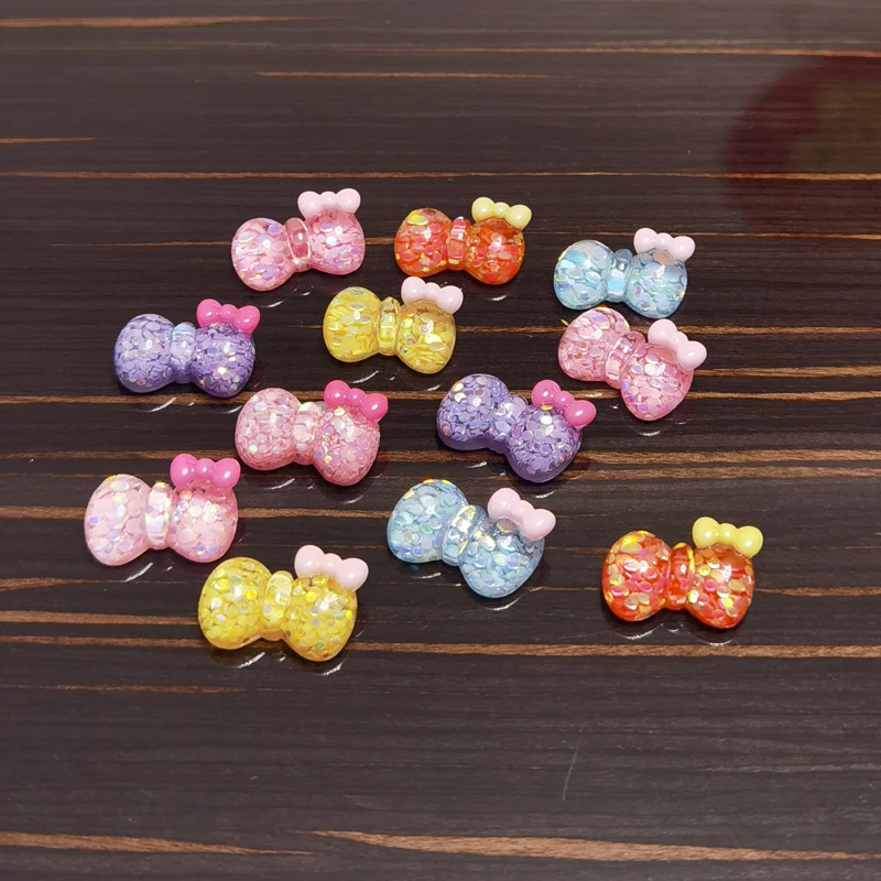 

10pcs Cute Bow Flatback Resin Cabochon Hair Pin Phone Case Home Decor DIY Scrapbook Flat Back Embellishments Crafts Accessories