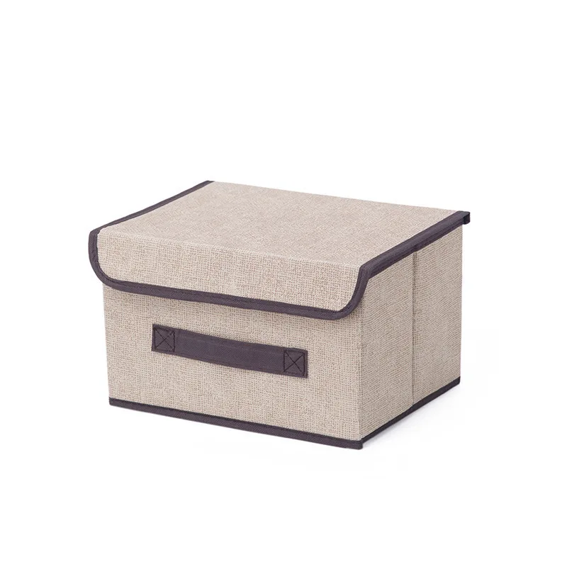 

Linen art storage box foldable clothing sundries portable dust-proof storage box with cover folding storage