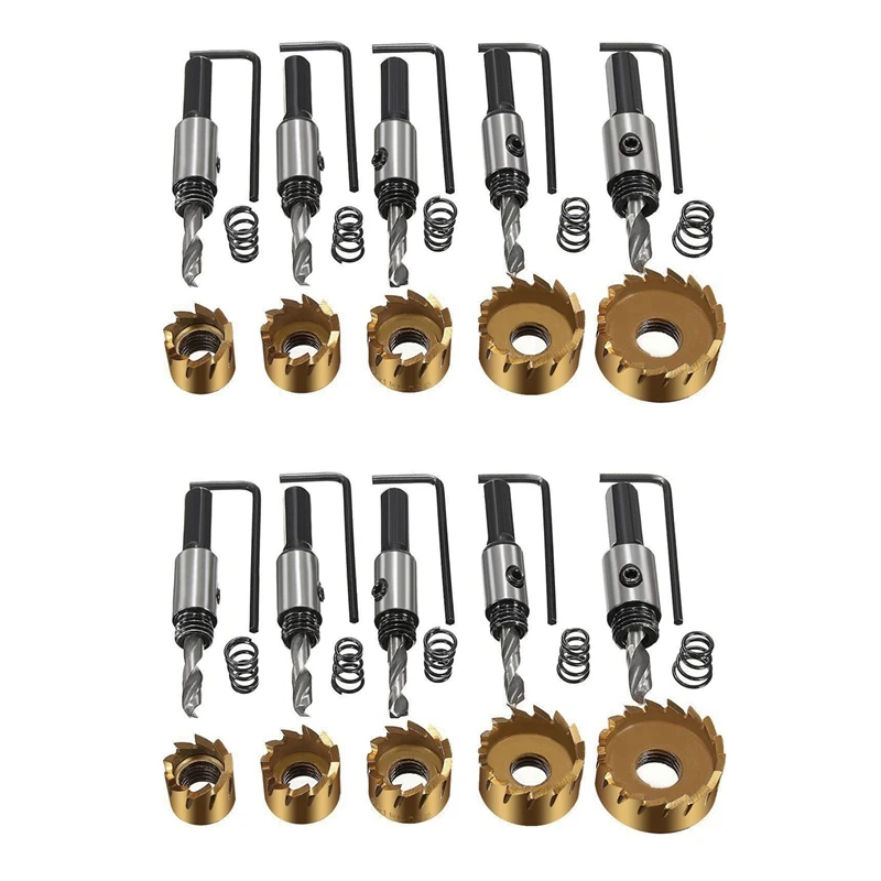 

JHD-10Pcs 16-30Mm High Speed Steel Drill Set Meche Cutter For Drilling Cylindrical Saw - Gold