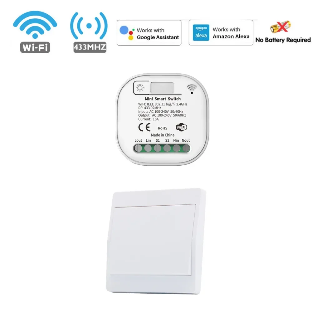 

Умный выключатель Tedeligo Wi-Fi и радиочастотный 220В 16А для Alexa