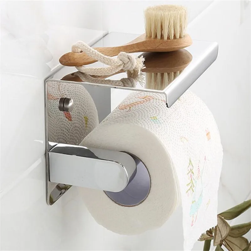 

Kitchen Roll Paper Self Adhesive Wall Mount Toilet Paper Holder Stainless Steel Bathroom Tissue Towel Accessories Rack Holders