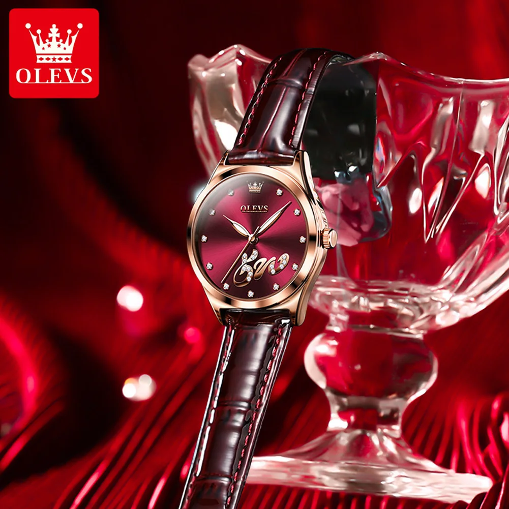 OLEVS Top Brand Luxury Quartz Watch for Women Waterproof Sport Wristwatch Fashion Leather Strap Female Watch Relogio Feminino