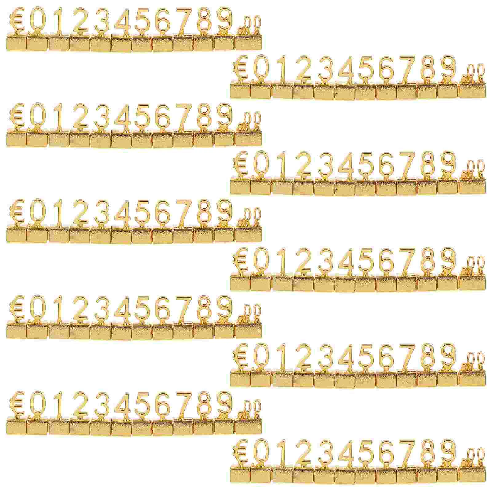 

10 Pcs Metal Price Tag Adjustable Block Arabic Gold Jewlery Jewelry Display Cubes Letter Pricing Label Alloy Merchandise Tags