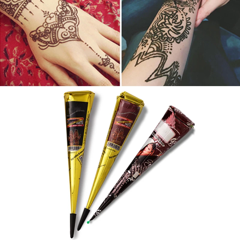 Индийская травяная паста для татуировок с хной, 1 шт., женский набор, наклейка для боди-арта, краска для тела Mehandi, инструменты для макияжа