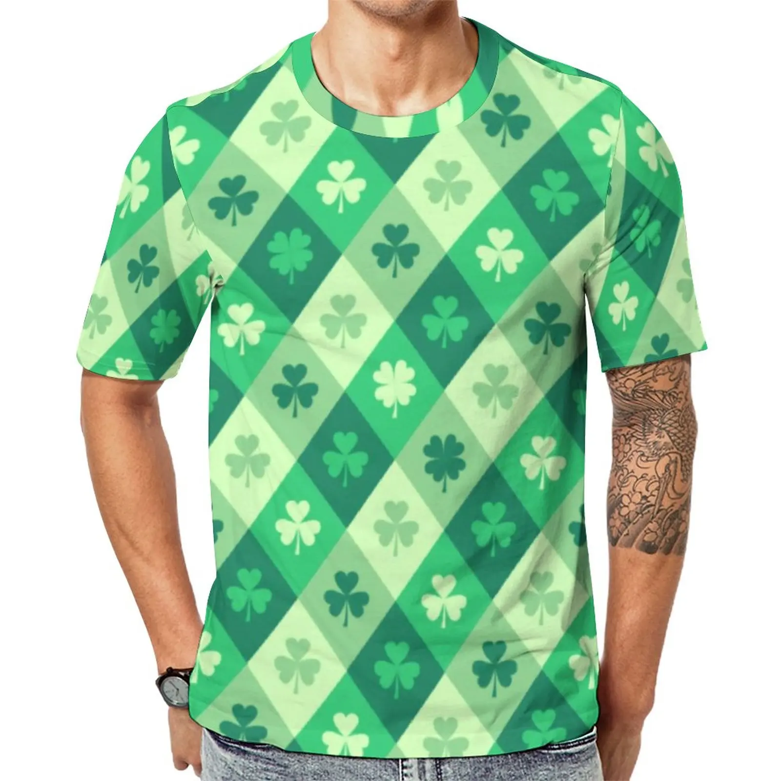 

Green Shamrock T Shirt Lucky Saint Patricks Day Aesthetic T-Shirts O Neck Trendy Tee Shirt Original Men Graphic Tops Plus Size