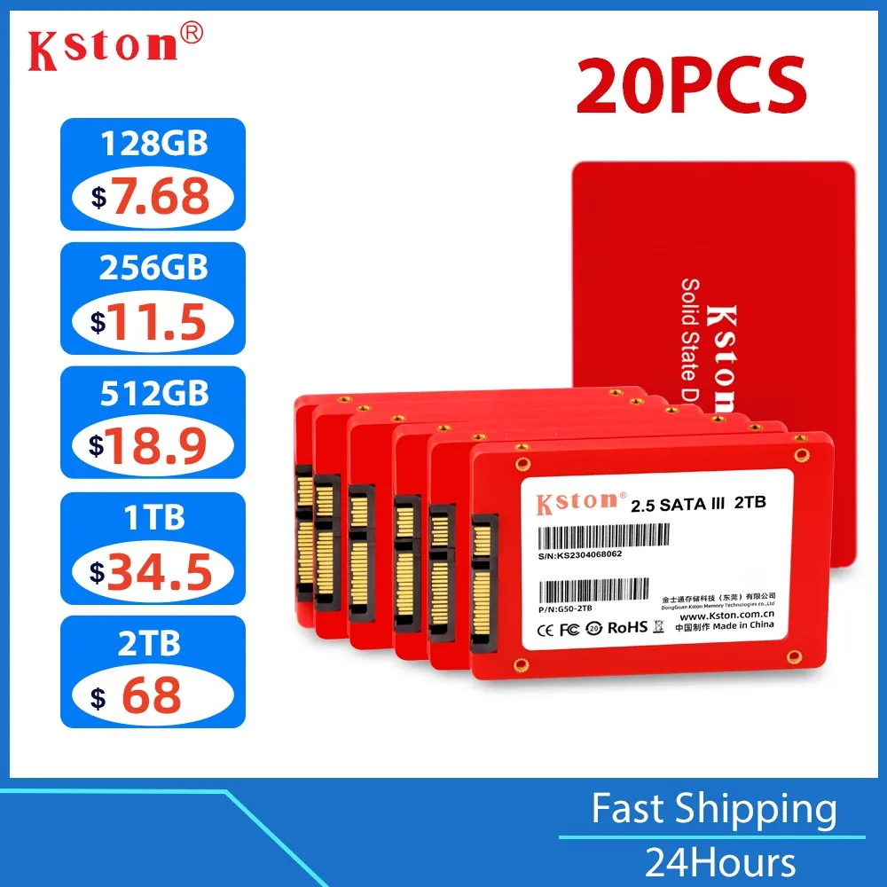 Kston Wholesale Price 10PCS 2.5 inch SSD HDD Solid State Drive 128GB 240GB 256GB 480GB 512GB SSD For  Laptop Desktop Hard Drive