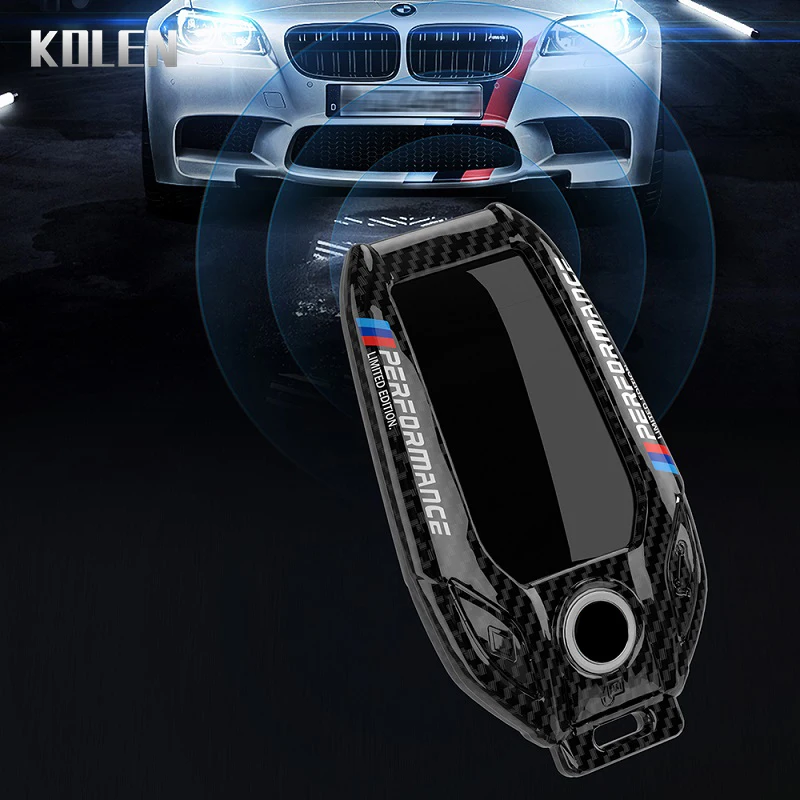 ABS Carbon Fiber Style Car Display LED Key Case Cover Shell For BMW 3 5 7 Series G11 G12 G30 G31 G32 G05 G07 X3 X4 X5 X6 X7 i8 images - 6