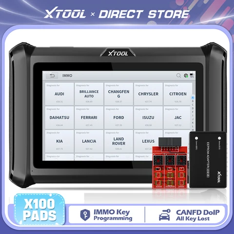 XTOOL X100 PADS Инструмент для программирования ключей IMMO, иммобилайзер, потеря всех ключей, полный системный диагностики автомобиля, 2 года, 32+ сброса с CAN FD DOIP