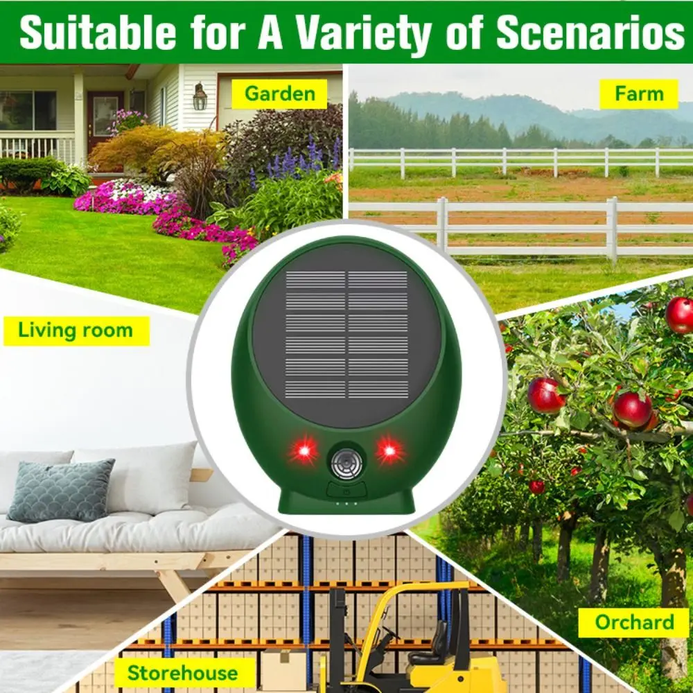 Ультразвуковой отпугиватель животных двойной 9 кГц-36 5 кГц ABS Солнечный