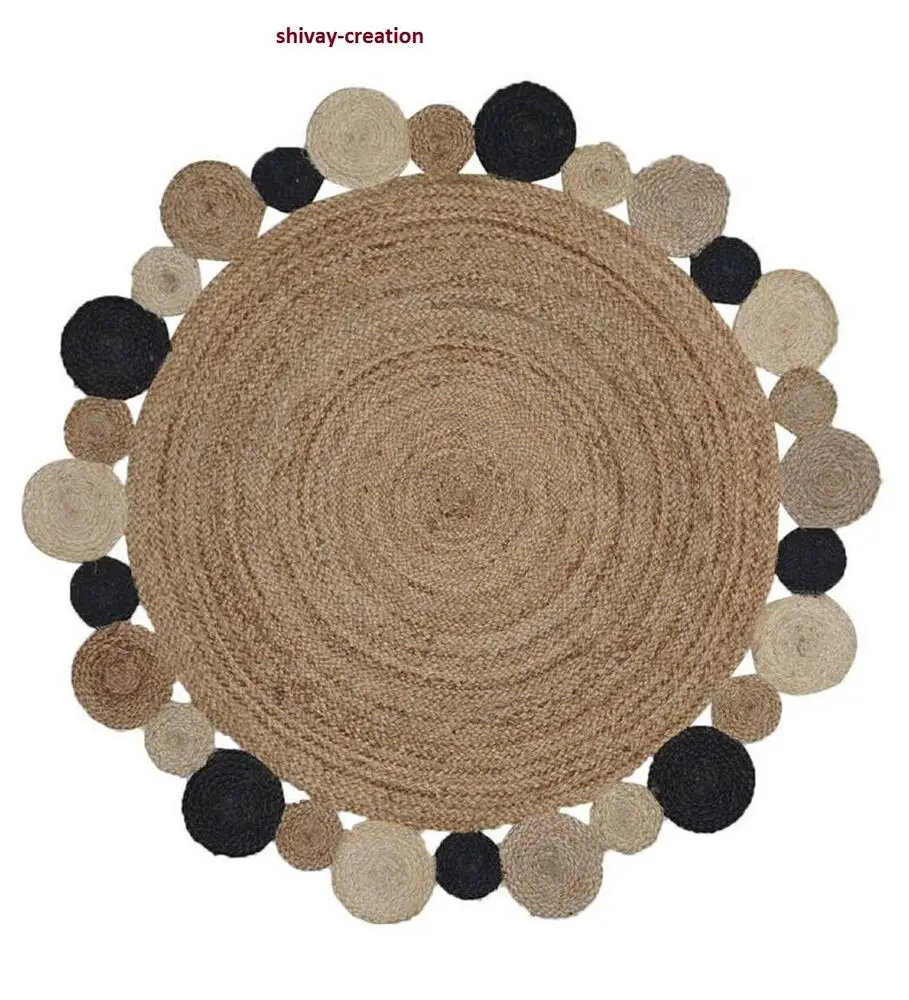 

Rug Round 100% Natural Jute 5x5 Feet Rug Handmade Floor Area Carpet Modern Rug bedroom decor gaming carpets for living room