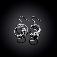 geometric modeling8word dangling beads hot selling plated925silver jewelry vintage earring ear clip eardrops jewelry ornament