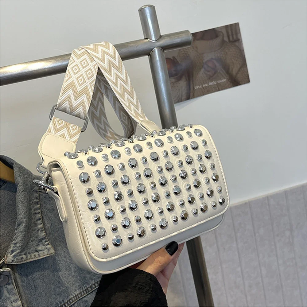 Модная женская сумка через плечо с заклепками и канцелярской кнопкой сумки для