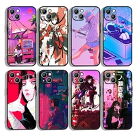 anime vaporwave aesthetic for iphone 13 12 mini 11 xs pro max xr x 8 7 6s 6 plus 5 5s se 2020 black phone case cover capa