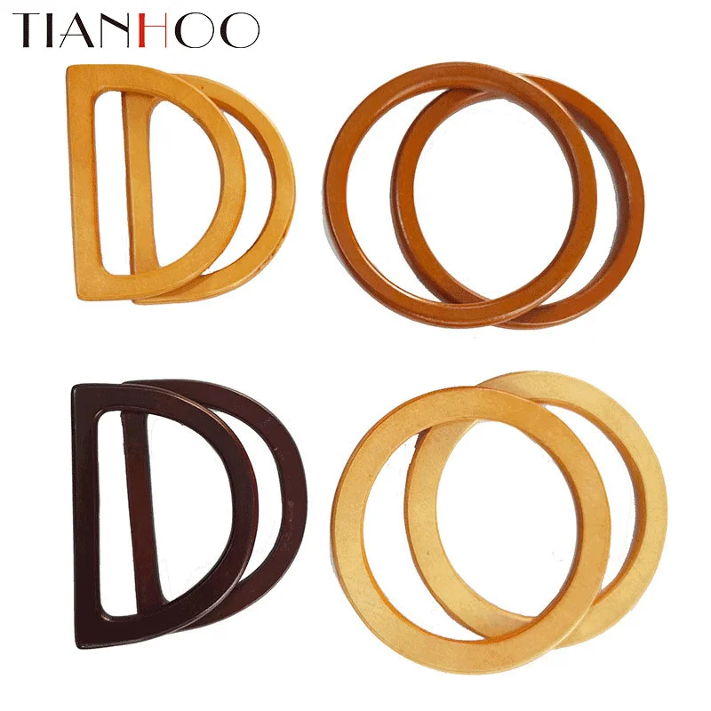 

Bag Handle DIY Quality Wooden Bamboo Wrist Bag Hardware Accessories Round D-shaped Bag Handle Ring Carry Ring
