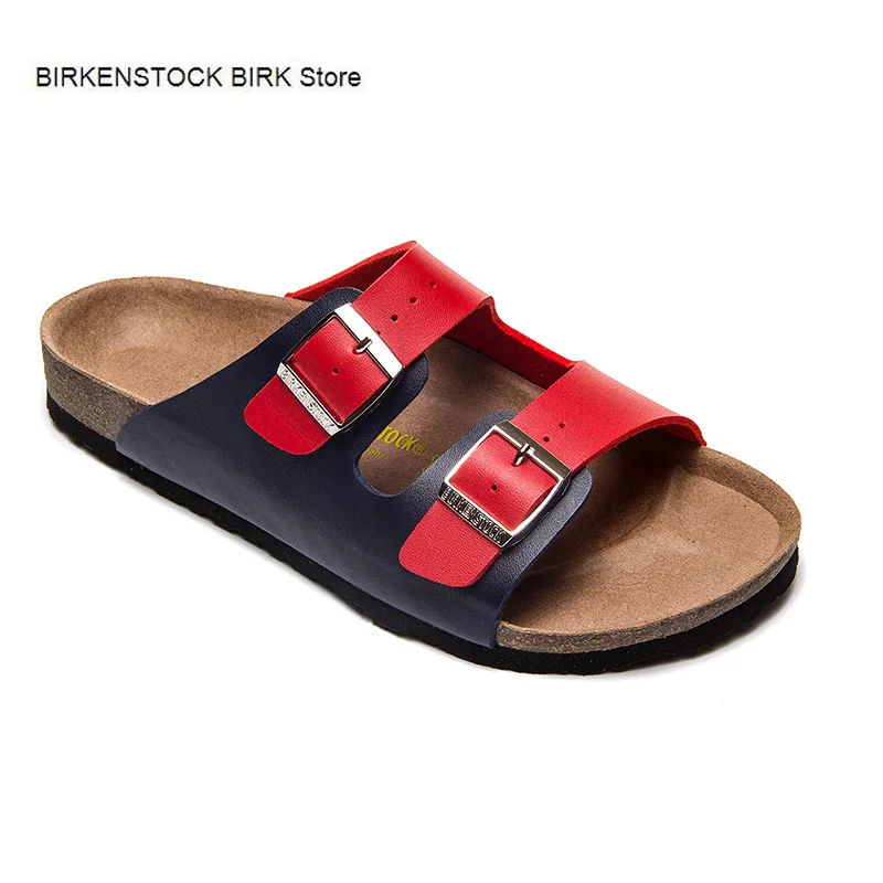 BIRKENSTOCK BIRK Summer Arizona Soft Footbed Leather Sandal Men Shoes Slippers Women Slippers Outdoor Black and White Size:35-46