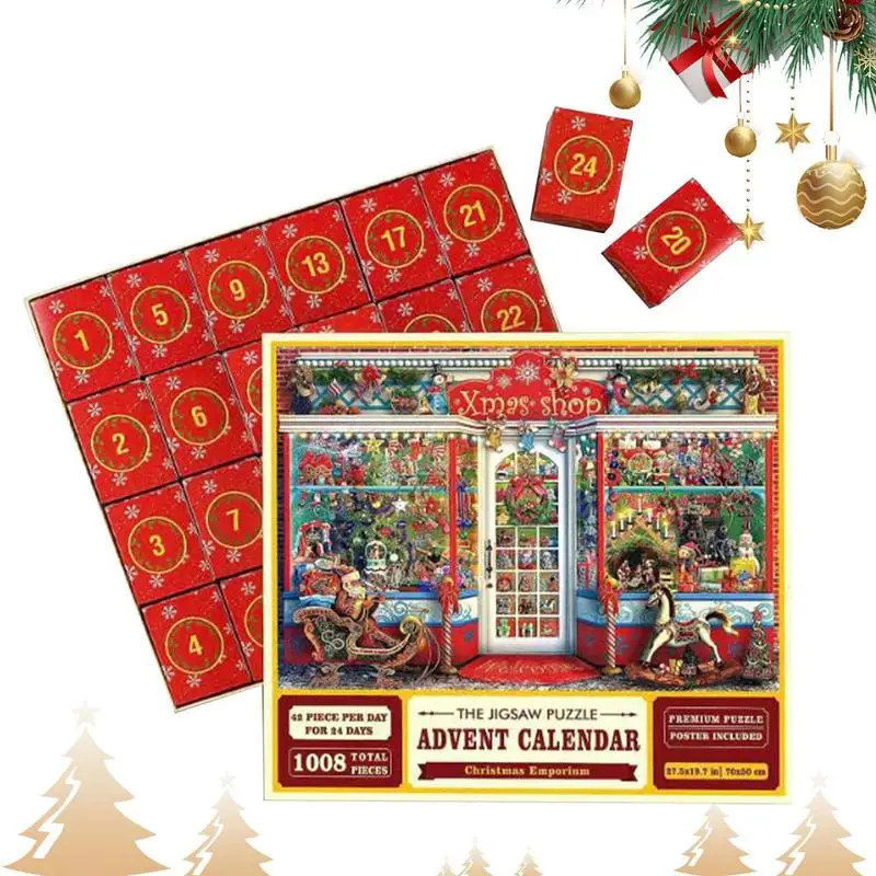 

Рождественский пазл с календарём, пазлы с обратным отсчетом, портативные 24 коробки с календарём для детей