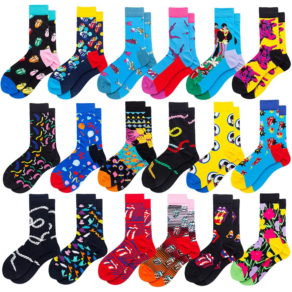 

Funny Mens Socks Harajuku Hip Hop Cotton Socks Tongue Printe Colorful Sokken Casual Crew Tide Creative Skateboard Fashion Socks