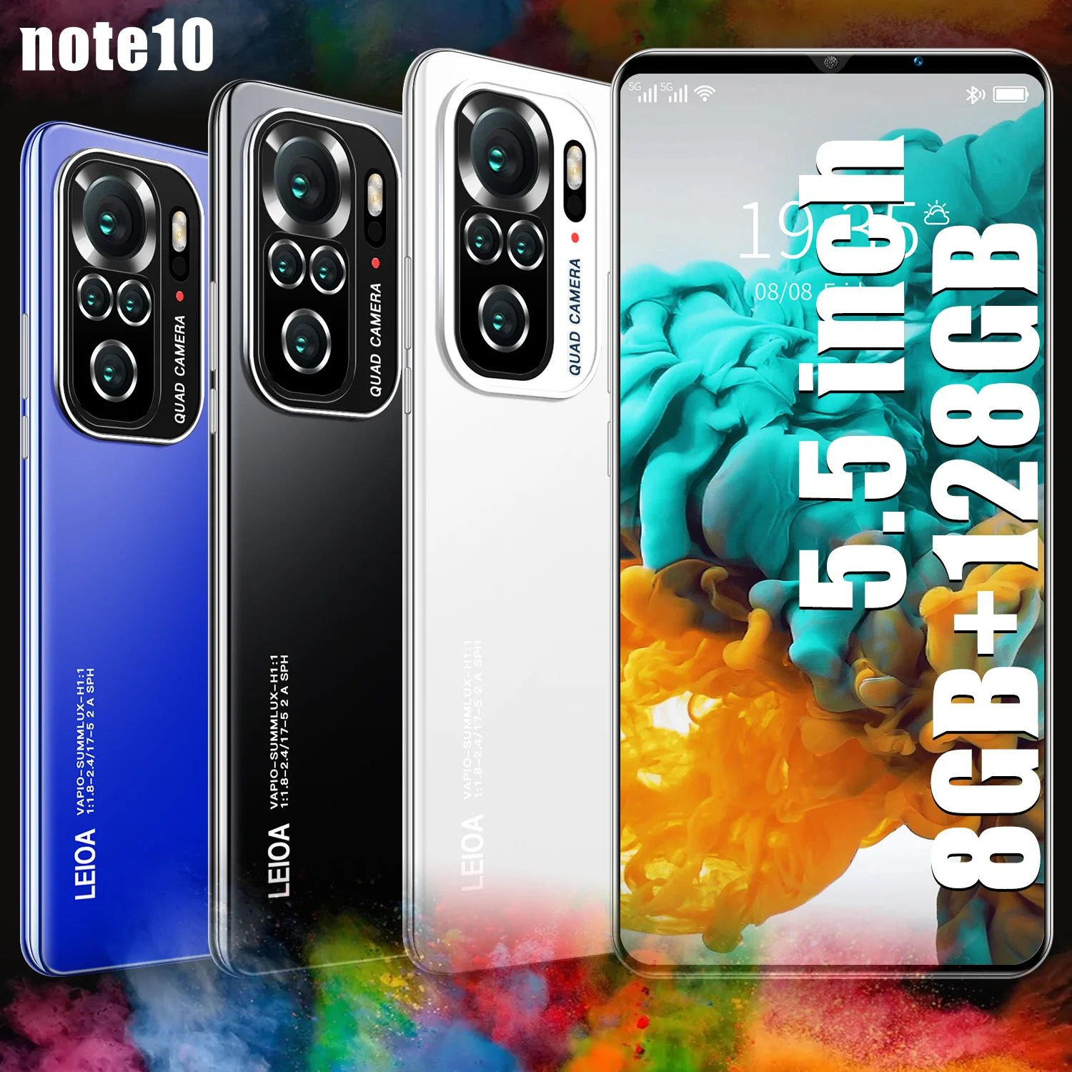 

2022 New version Note 10 5.5 Inch Android 10 Smartphone 4800mAh Unlock 5G Celulars 24+48MP MTK6595 Dual SIM Cellphone