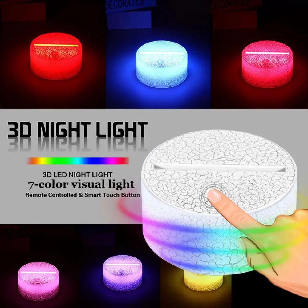 3D Night Light USB Colorful Touch Atmosphere Light Luminous Acrylic Remote Control Ambient Lamp for Bedroom Living Room Kid Gift