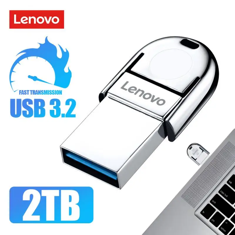 [해외] Pendrive 레노버 슈퍼 미니 USB 3.2 플래시 드라이브  128GB  2TB  C타입 Otg  256GB 메모리 스틱  1TB  안드로이드 휴대폰 선물