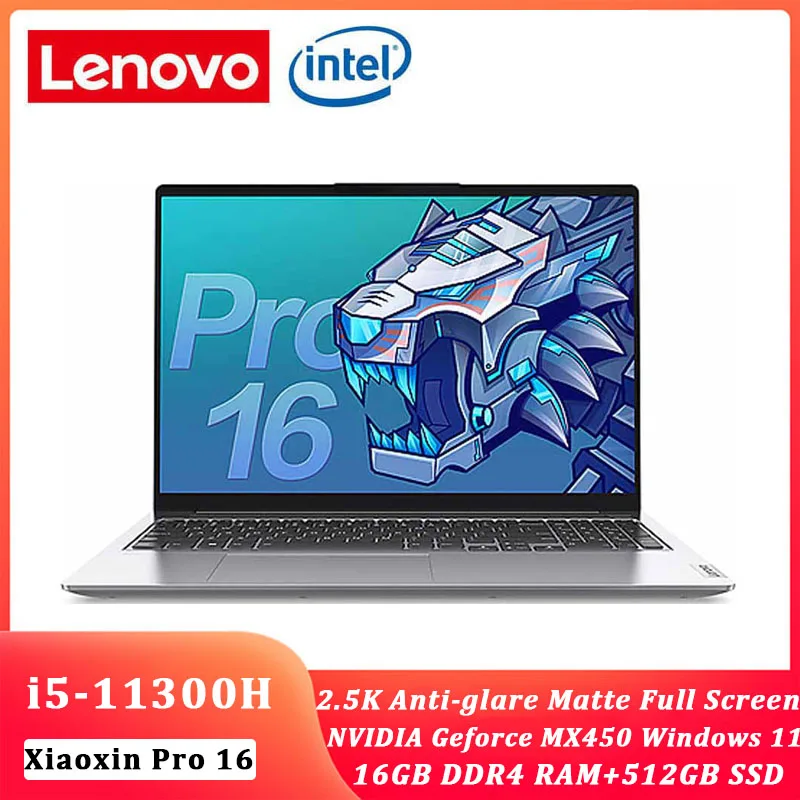 

Lenovo Laptop Pro 16 Xiaoxin intel i5-11300H 16GB RAM 512GB SSD 16 inch FHD IPS Screen Windows 11 Notebook Computer Ultraslim