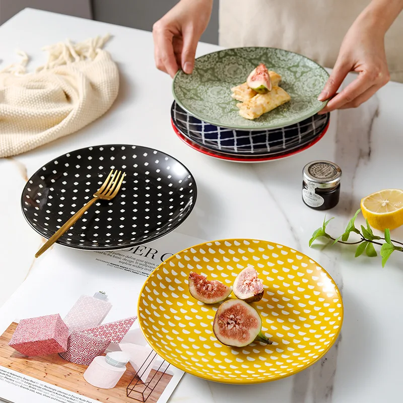 

Salad,Dinner,etc Plate/Wide Bowl,Microwave,Oven,Dishwasher Safe Kitchen Dinnerware,Modern Porcelain Stoneware Dishes,Serving