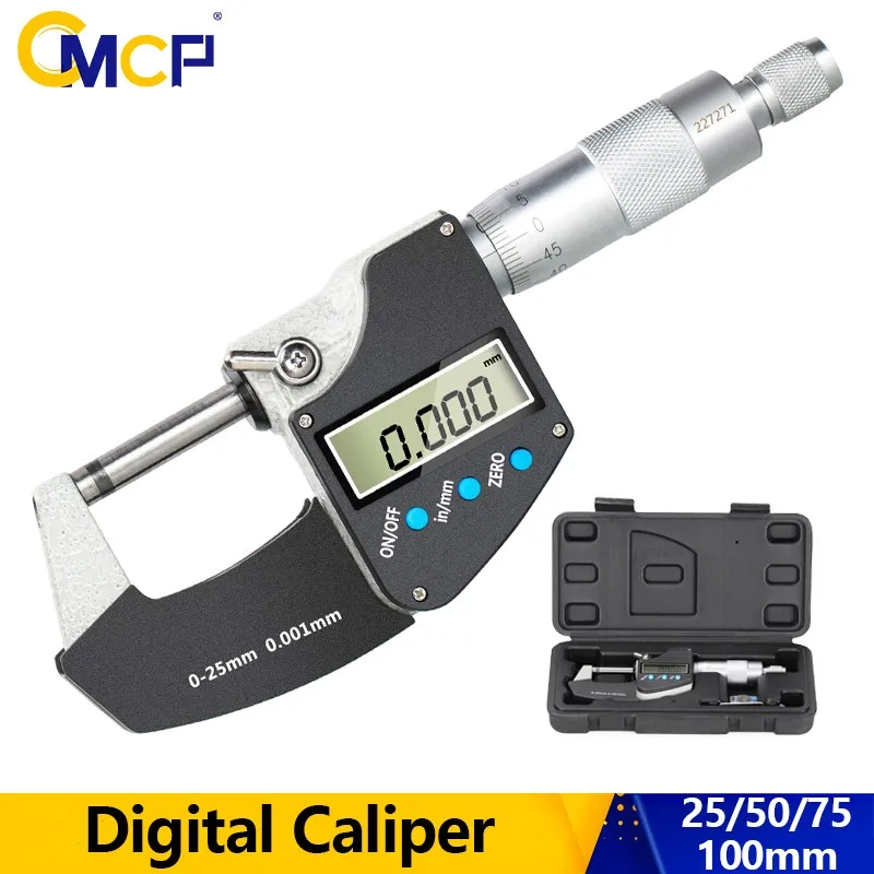 

CMCP Micrometer Digital Caliper 0.001mm Electronic Outside Micrometer with LCD Screen Gauge Measuring Tools 0-25/50/75/100mm
