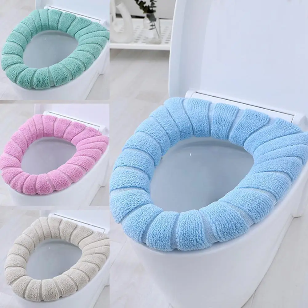 

Winter Warm Toilet Cover Closestool Mat 1pcs Washable Knitting Bathroom Pad Accessories Color Pure Soft O-shape T L9i9